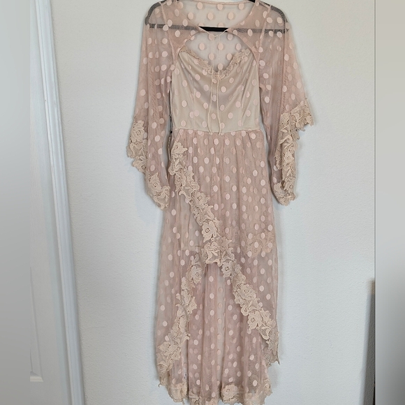Joyfolie Gigi Lace Hi Low Fairy Dress in Oat Size XXS NWT - Picture 3 of 10